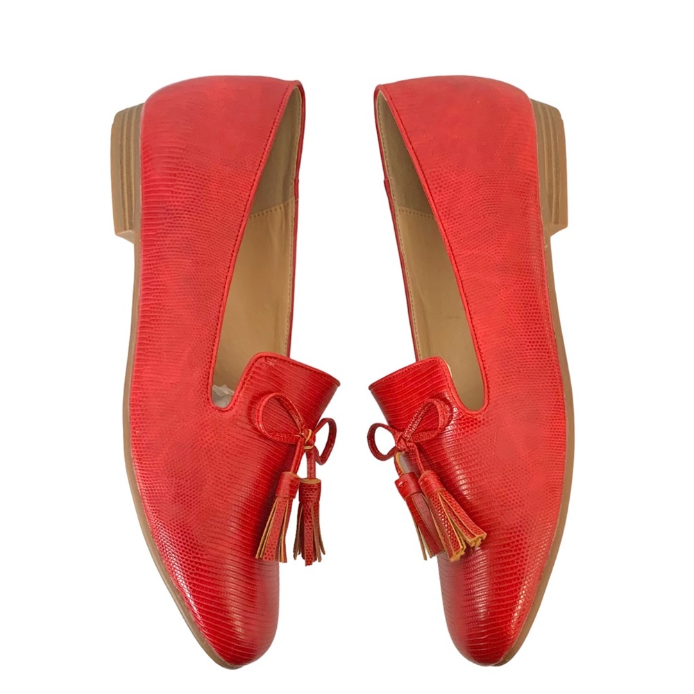 MONROE & MAIN Tonal Red Reptile Print Tassel Loafers Sz Sz 41/10 - Picture 5 of 11